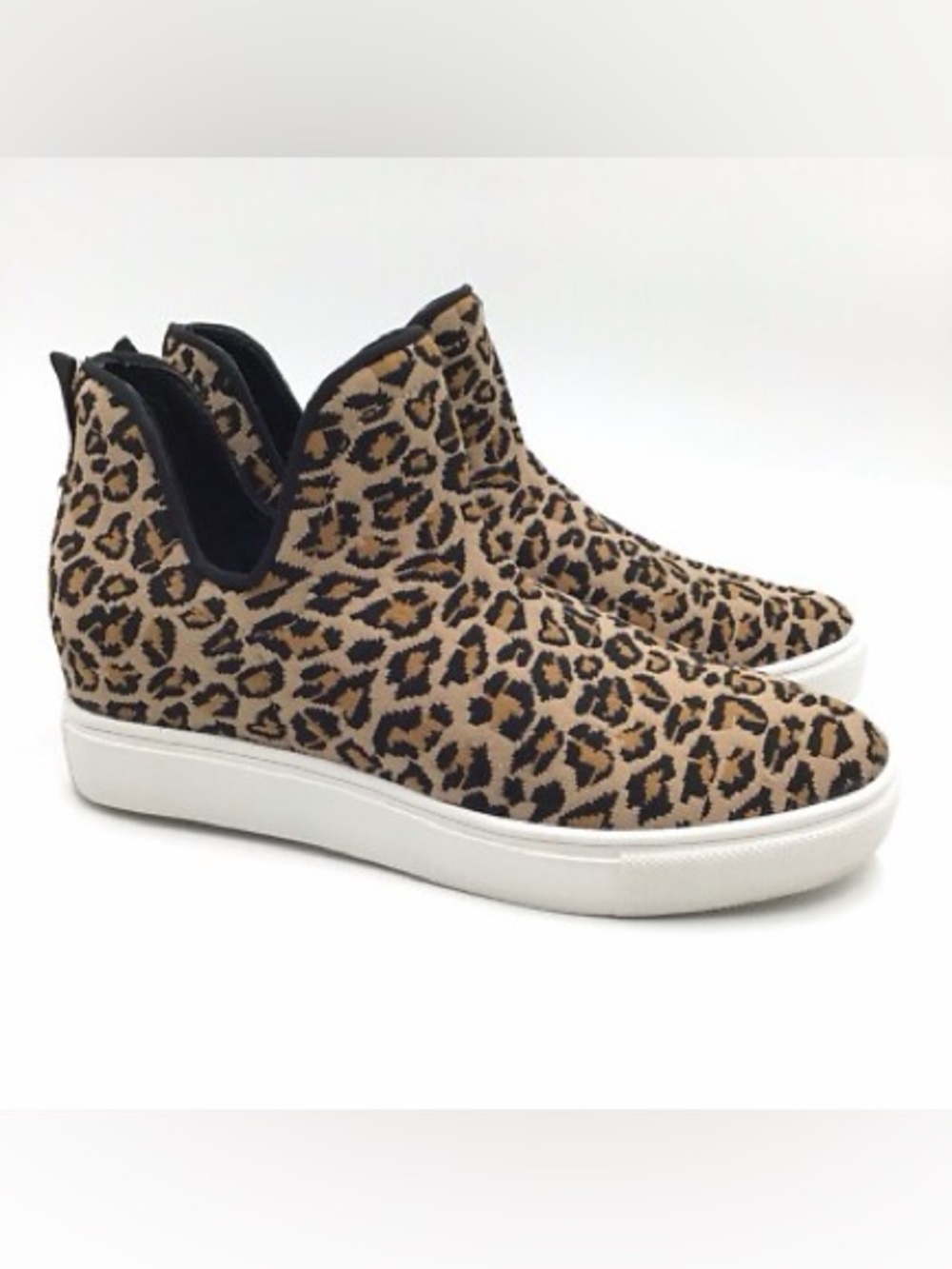 Steve Madden ‘Lowry’ Leopard Print Slip-On Platform Sneakers Tan & Black Size 7